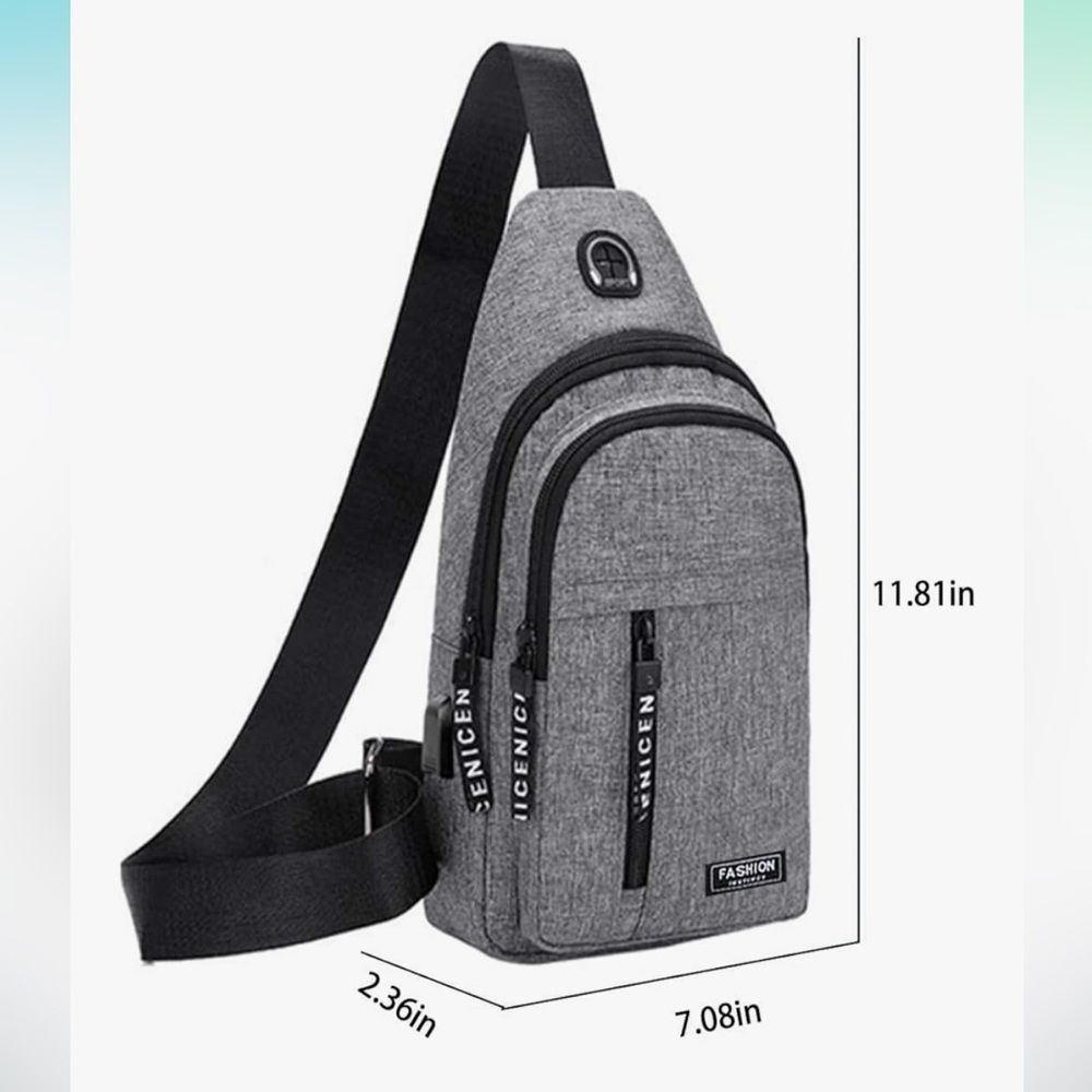 New without tags Crossbody Gray and Black Sling Backpack - Picture 2 of 9